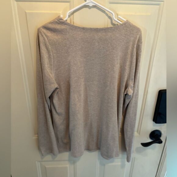 J Jill Pima Cotton Crew Neck Long Sleeve Tee in Beige size L - Picture 4 of 4